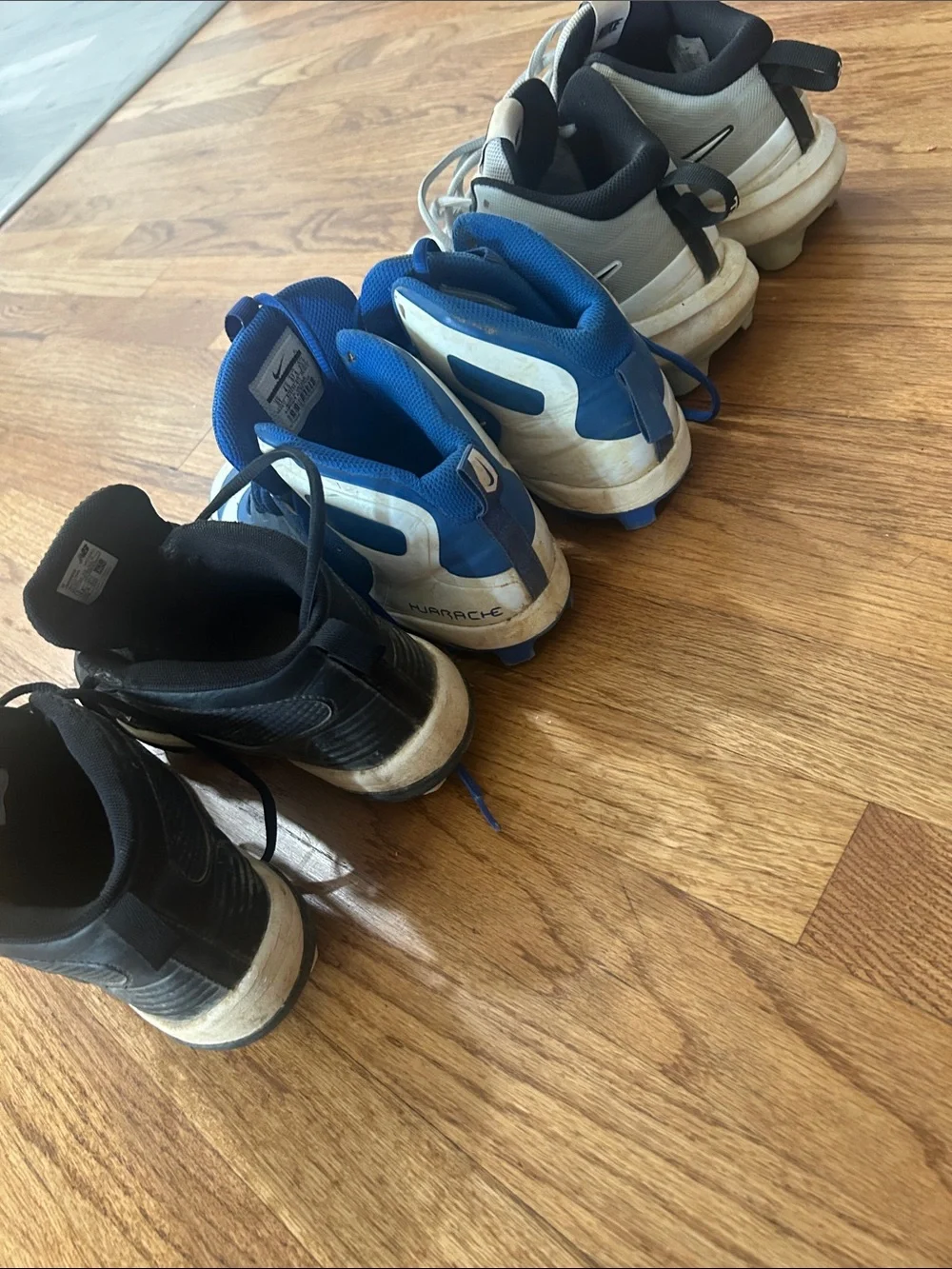 Nike Youth Baseball Cleats Lot – Gray, Blue, Black 3.5Y and 5Y